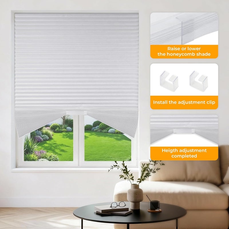 HOMEDEMO Arch Window Shade Blackout White,72" X 36",Half Moon Cellular Shades No Drill Easy Installation Blinds Half Circle Semicircular - Image 3